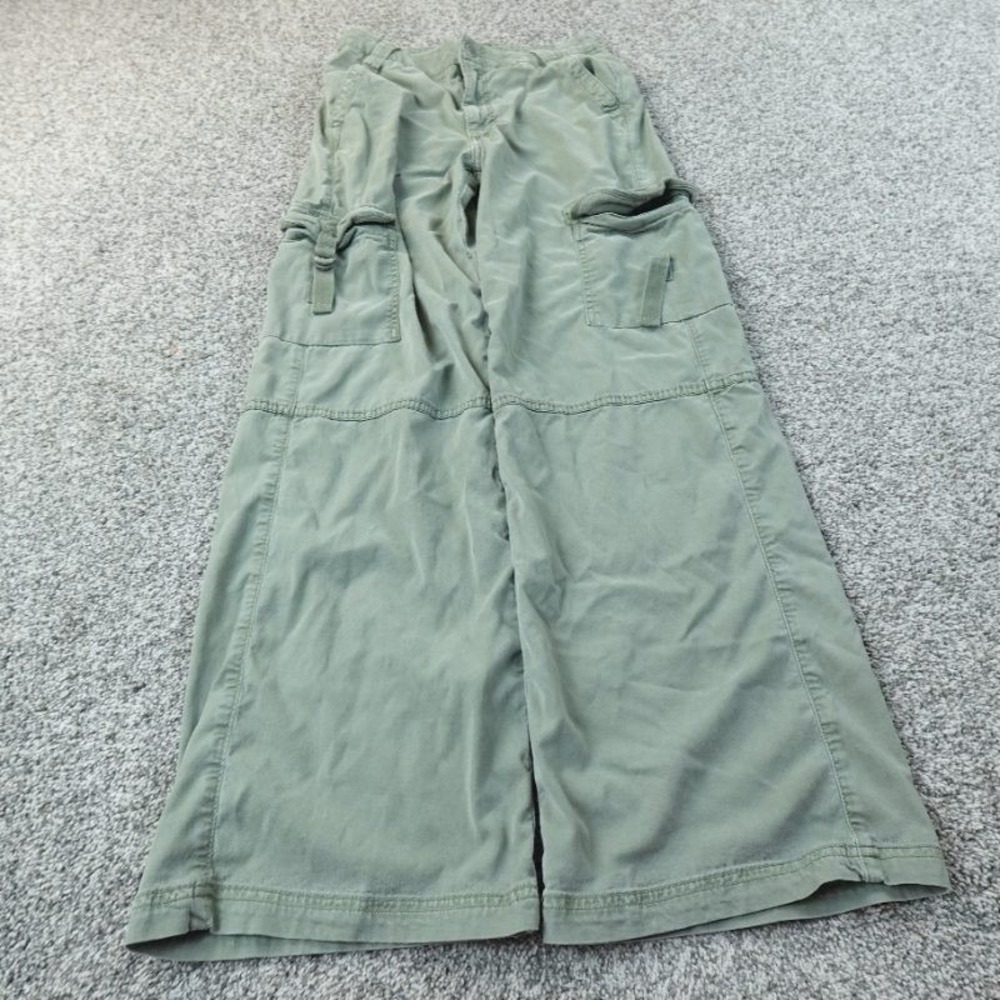 American Eagle Pants Womens 2 Green Cargo Hi‎ Rise Baggy Wide Leg Stretch Flex